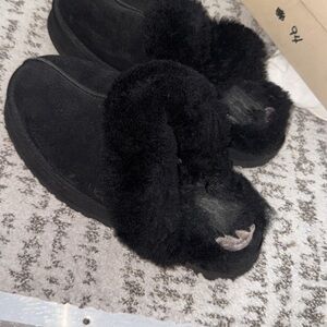 UGG Black Shearling-Lined Slippers